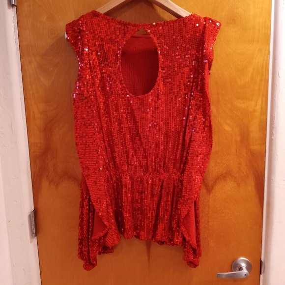 Vinatage Free People Red Sequin Top Small Petitie - Picture 2 of 12